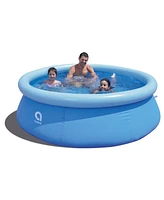 Jleisure 8 Ft x 25" Prompt Set Inflatable Outdoor Backyard Swimming Pool, Blue