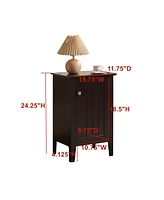 Kings Brand Furniture Carolin Side End Table with Storage Cabinet, Nightstand Bedside Tables for Bedroom, Living Room