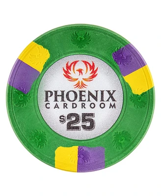 Slickblue Phoenix Real Clay Poker Chips - 25-Pack, High-Quality Clay Chips for Poker and Casino Play