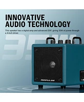 Airpulse Bluetooth Speaker, Compact Speaker with Aux Line Input for Home Office Party - Blue
