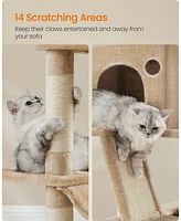 Slickblue 66.1-Inch Large Cat Tree Tower with 13 Scratching Posts for Play and Climbing Fun