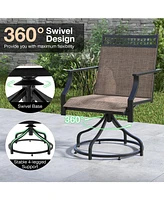 Gouun Patio Swivel Dining Chairs Set of 2 with Heavy-duty Metal Frame and Armrests