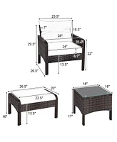 Gouun 5 Pieces Patio Rattan Furniture Set Sofa