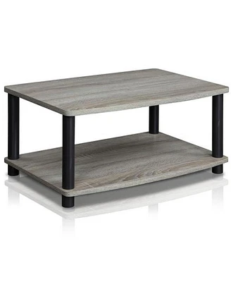 Furinno Turn-n-Tube No Tools 2-Tier Elevated Tv Stands- Oak Grey & Black - 11 x 23.8 x 15.8 in.