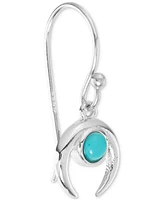 Simulated Turquoise Curved Horn Drop Earrings in Sterling Silver