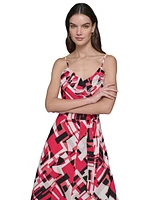 Karl Lagerfeld Paris Women's Geo-Print Sleeveless Midi Dress