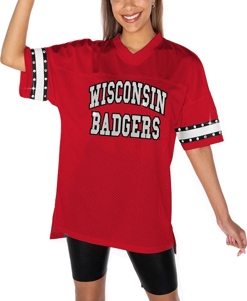 Gameday Couture Women's Red Wisconsin Badgers Until Kickoff Rhinestone Fashion T-Shirt