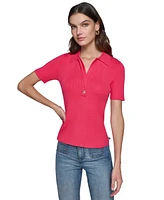 Karl Lagerfeld Paris Women's Johnny Collar Ribbed Sweater