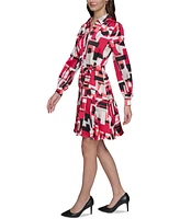 Karl Lagerfeld Paris Women's Printed Belted Shirtdress