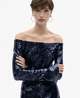 Mango Women's Off-The-Shoulder Sequined Blouse