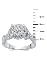 Diamond Cluster Engagement Ring (3/4 ct. t.w) in 14k White Gold