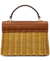 Lauren Ralph Lauren Farrah Rattan and Leather Small Satchel