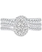 Diamond Pear Shaped Cluster Bridal Set (1 ct. t.w) in 14k White Gold