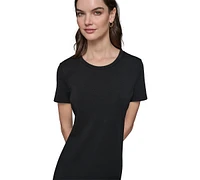 Karl Lagerfeld Paris Women's Ruffled-Hem Embroidered-Script T-Shirt Dress