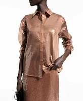 Mango Women's Semi-Transparent Sequined Shirt