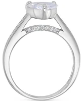 Cubic Zirconia Heart & Round Promise or Engagement Ring Sterling Silver