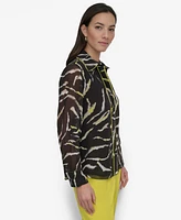 Dkny Women's Printed Collared Button-Front Shirt