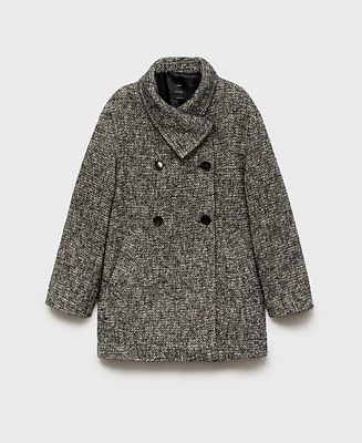 Mango Women's Double-Breasted Marbled Coat