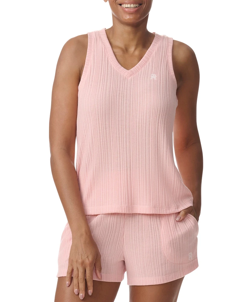 Tommy Hilfiger Women's 2-Pc. Th V-Neck Top & Boxer Shorts Pajama Set