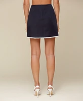 Avec Les Filles Women's A-Line Contrast-Trim Mini Skirt