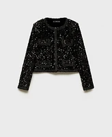 Mango Women's Pockets Detail Sequin Jacket