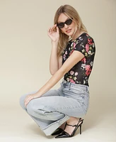 Avec Les Filles Women's Floral-Print Fitted T-Shirt