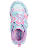 Skechers Toddler Girls Heart Lights - Lovin Reflection Light-Up Fastening Strap Casual Sneakers from Finish Line