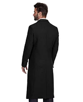 Braveman Men's Knee Length Wool Blend Three Button Long Jacket Overcoat Top Coat