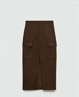 Mango Women's Slit Detail Cargo Skirt