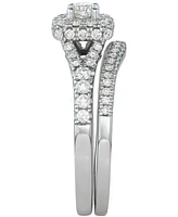 Diamond Squared Halo Bridal Set Ring (1 ct. t.w.) in 14k White Gold