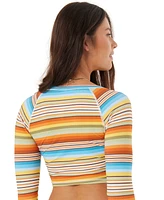 Roxy Juniors' Cropped Striped Rashguard Top