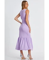 Quiz Women's Scuba Foam Square Neck Bubble Hem Maxi Dress