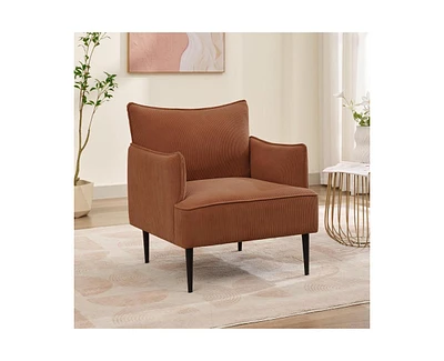 gaomon Modern Mid Century Accent Armchair, Comfortable Living Room Single Sofa for Bedroom, Corduroy Uphosltered Reading Chair for Office Study, Orang