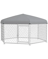 PawHut 6.9' x 6.1' x 4.9' Dog Kennel Outdoor W/ Waterproof Roof