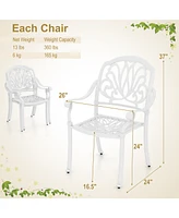 Gouun 2 Pieces Patio Cast Aluminum Dining Chairs with Armrests