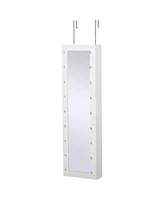 Homcom Jewelry Armoire with Mirror and 18 Led Lights, Wall-Mounted/Over-The-Door Cabinet