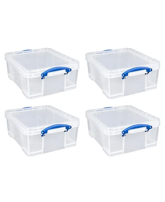 Really Useful Box 17L Storage Container with Lid and Clip Lock Handles, (4 Pack)