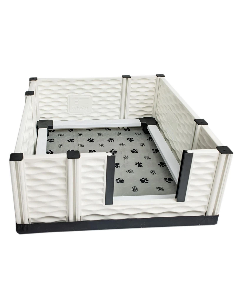 Ezwhelp EZclassic 38" x 38" Puppy Dog Whelping Box Playpen w/Rails & Liner, Gray