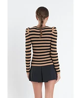 English Factory Women's Stripe Bow Knit Top