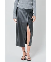 endless rose Women's Leather Midi Skirt