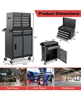 5-Drawer Rolling Tool Chest Cabinet Metal Storage Box Lockable with Wheels