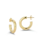 Rachel Zoe 14K Gold Plated Sterling Silver 0.75in 4mm Thick Tube Hoop Earrings