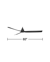 Casa Vieja 60" Sailplane Modern Industrial Indoor Outdoor Ceiling Fan 3 Blade Remote Control Matte Finish Blades Bedroom Patio Living Room Kitch