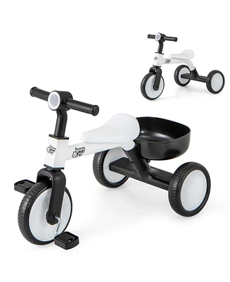 Costway 2-In-1 Kids Tricycle Auxiliary Balance Bike with Detachable Pedals Toddler Tricycle