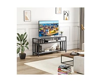 gaomon 65" Tv Stand for Tv up to 75 Inches, Entertainment Center with Open Storage Shelves, Tv Media Console Table with Quadruple-Tube Support for Liv