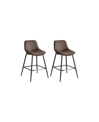 Slickblue Bar Stools Counter Height with Back, Ergonomic Backrest, Synthetic Leather and Metal Legs (Set of 2)