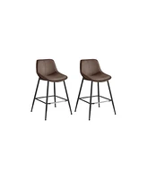 Slickblue Bar Stools Counter Height with Back, Ergonomic Backrest, Synthetic Leather and Metal Legs (Set of 2)