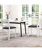 Gouun Set of 2 Rubber Wood Dining Chairs with Upholstered Seat