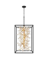 Possini Euro Design Carrine 20" Modern Pendant Chandelier Ceiling Light Fixture Dining Room Over Table Kitchen Island Foyer Hanging Unique 6-Light Bla