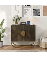 Boyel Living 2-Door Accent Cabinet with U-Shape Stainless Steel Leg